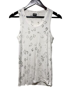 Vintage D&G Dolce Gabbana Y2K Women's Leopard AOP Print Tank Top White Size XS